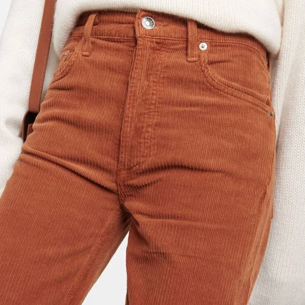 Agolde Riley Long Straight Corduroy Pants in Saddle Size 28 - Picture 4 of 9